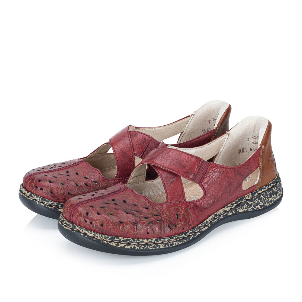 detail Dámské baleríny RIEKER 46352-33 červená S6