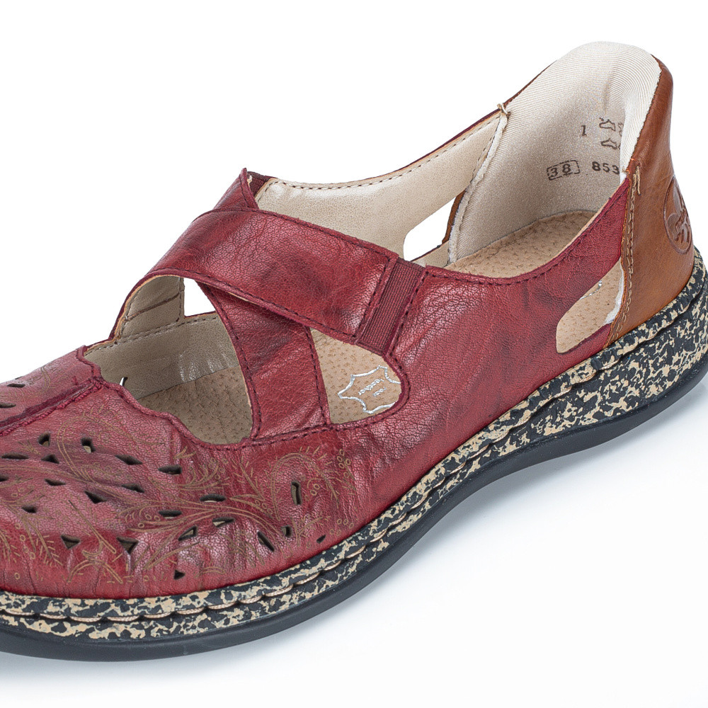 detail Dámské baleríny RIEKER 46352-33 červená S6