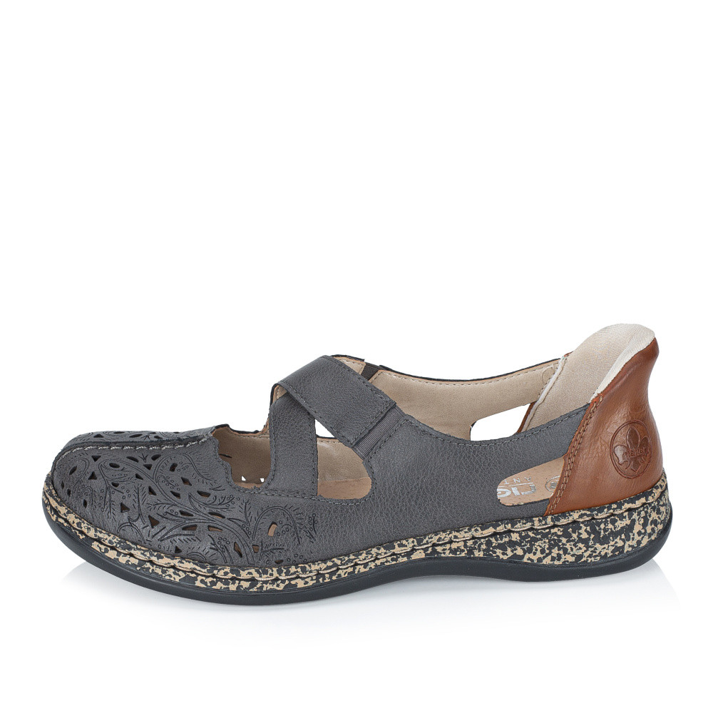 detail Dámské baleríny RIEKER 46352-45 šedá S6