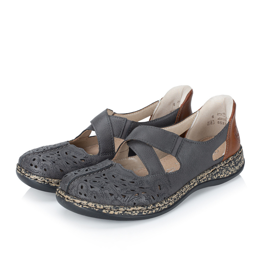 detail Dámské baleríny RIEKER 46352-45 šedá S6