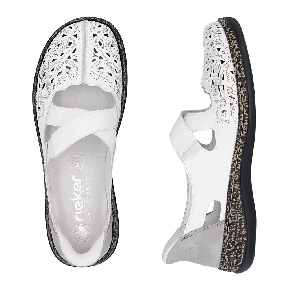 detail Dámské baleríny RIEKER 46352-80 bílá S6