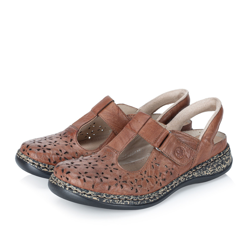 detail Dámské sandály RIEKER 46397-22 hnědá S6