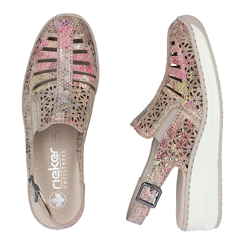 detail Dámské sandály RIEKER 48763-90 béžová S6