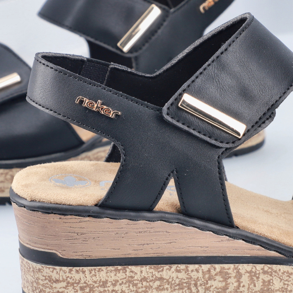 detail Dámské sandály RIEKER 63781-00 černá S6