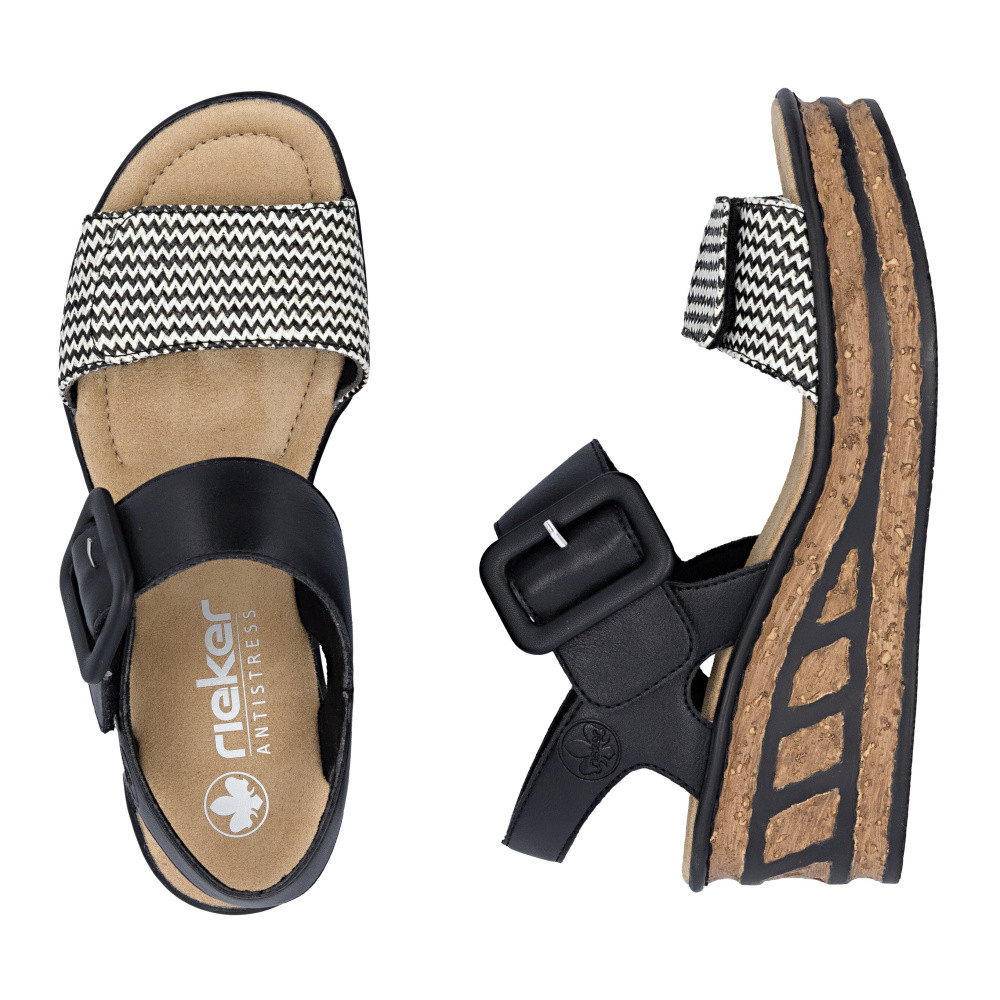 detail Dámské sandály RIEKER 68172-00 černá S6