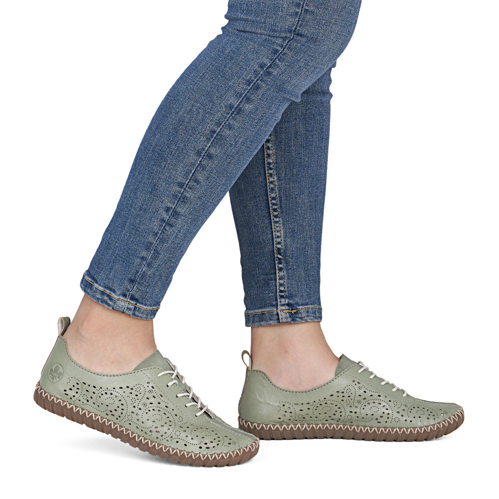 detail Dámské polobotky RIEKER M2802-52 zelená S6