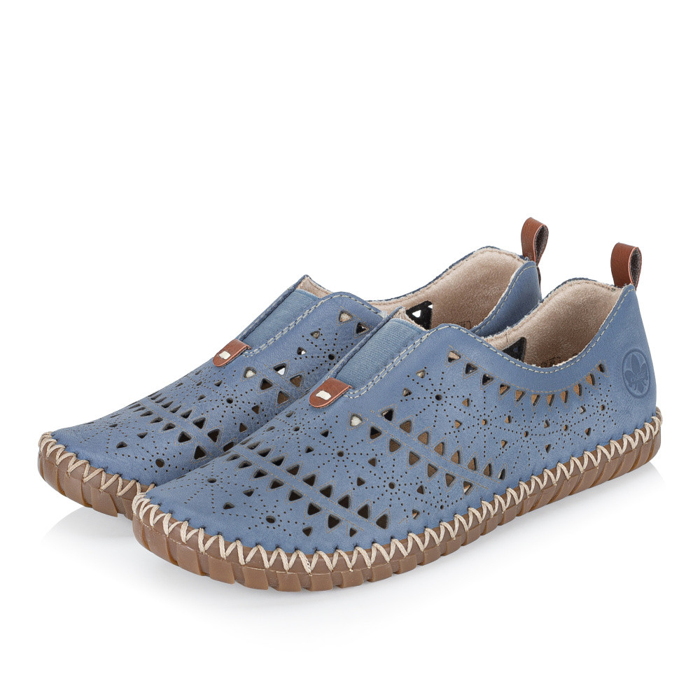 detail Dámské mokasíny RIEKER M2852-12 modrá S6