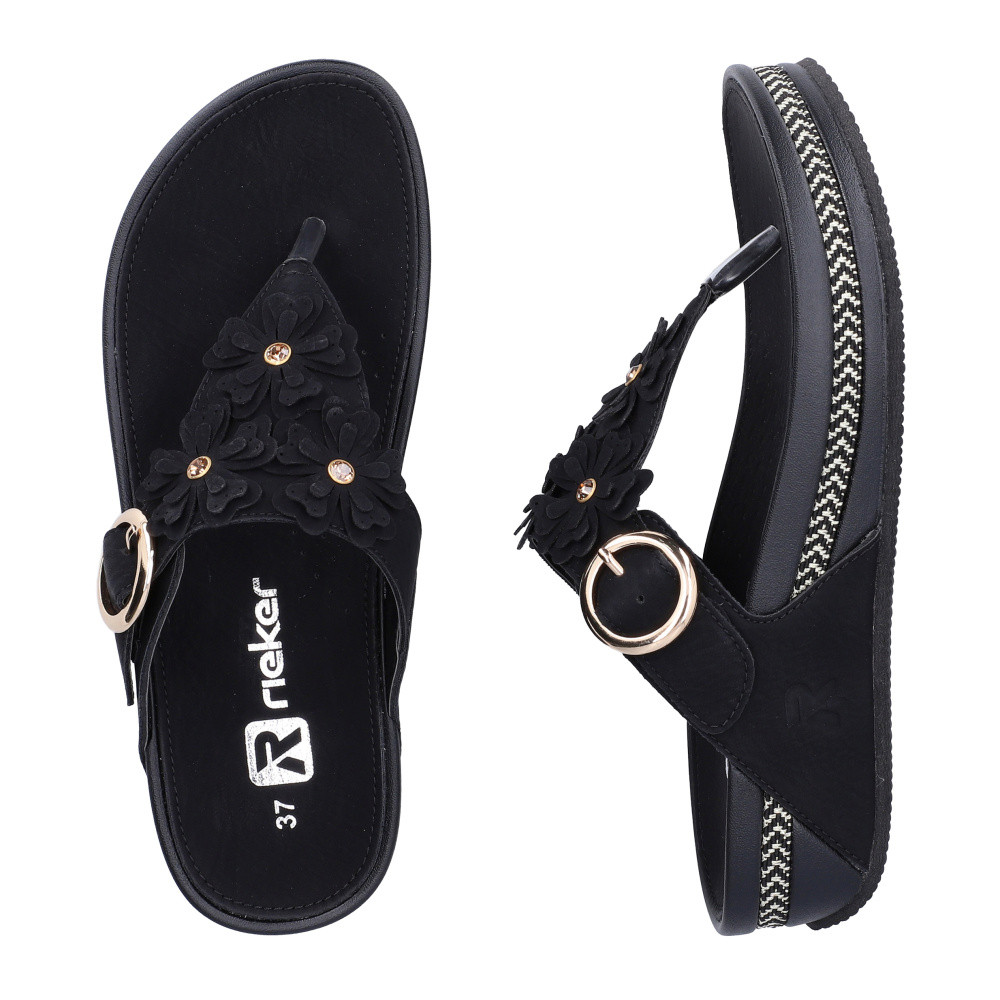 detail Dámské žabky RIEKER V1466-00   BLACK   F/S6