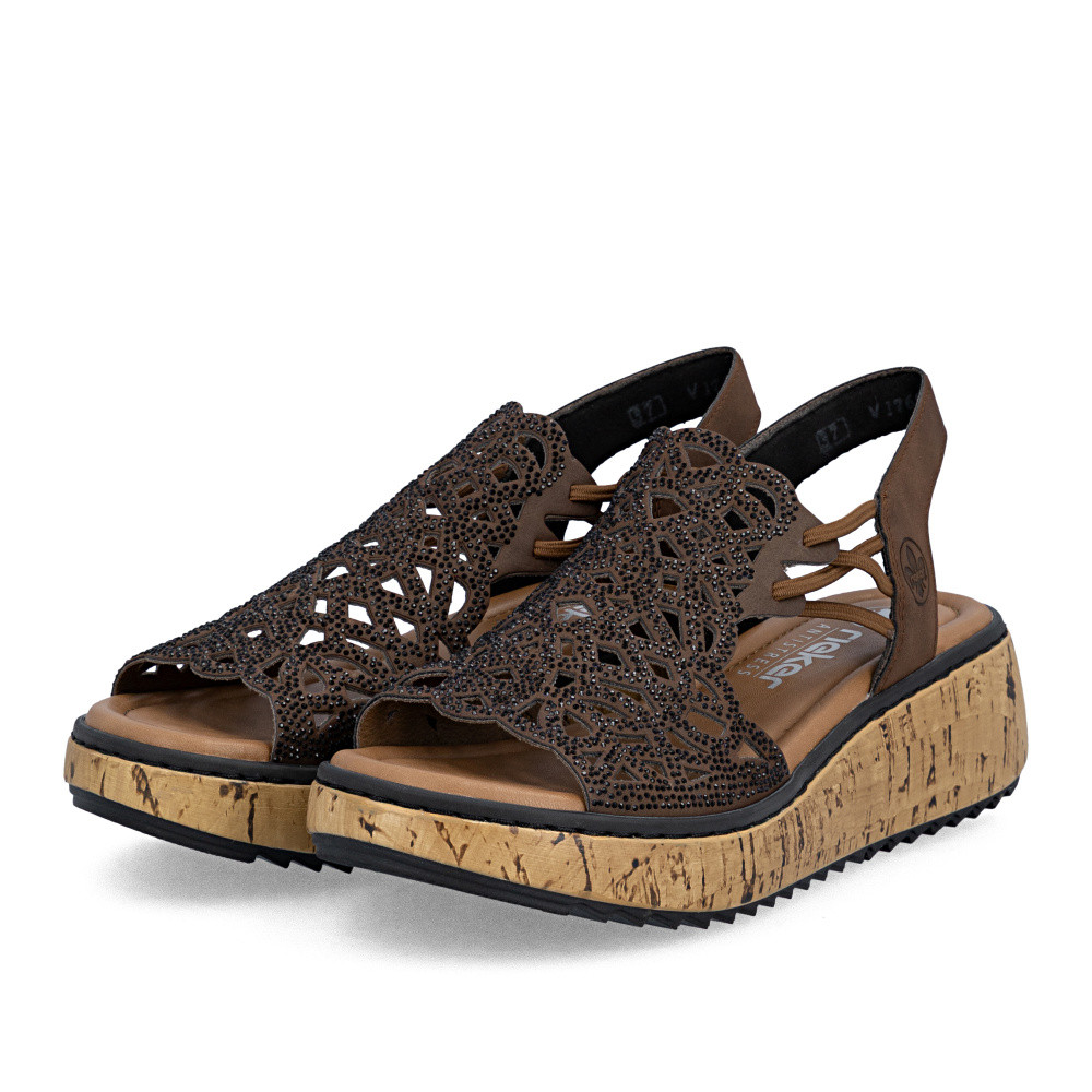 detail Dámské sandály RIEKER V1765-24 hnědá S6