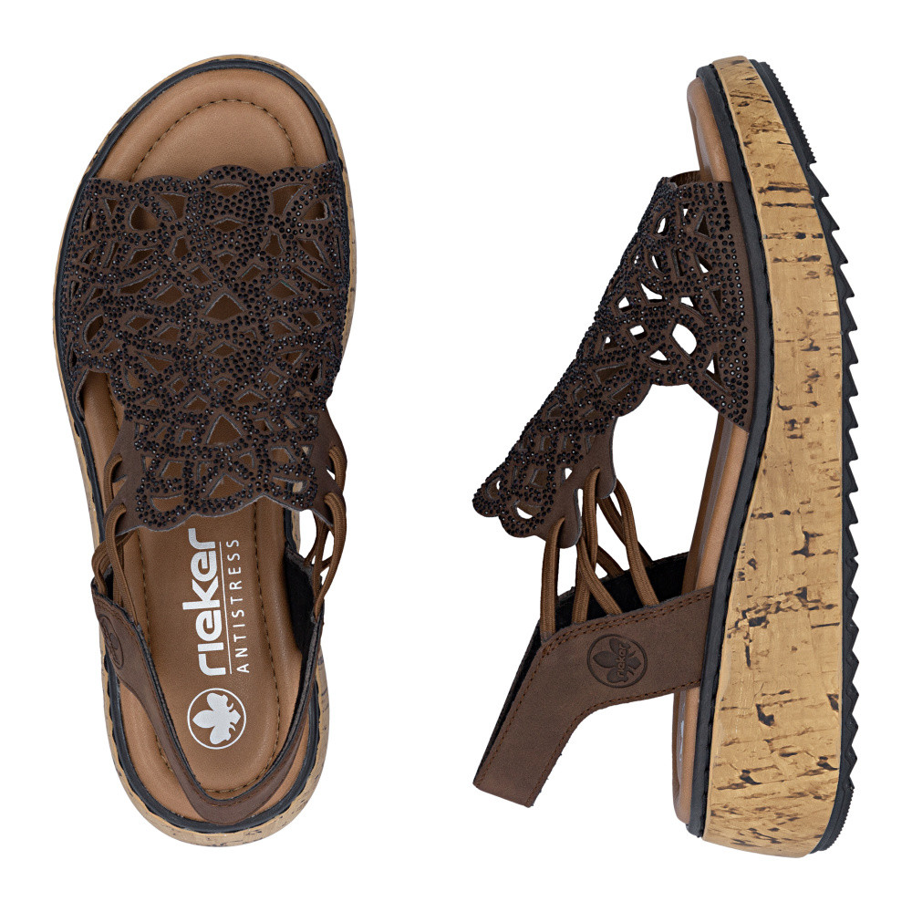 detail Dámské sandály RIEKER V1765-24 hnědá S6