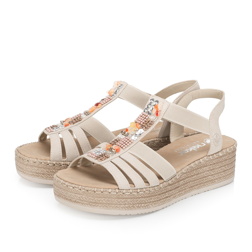 detail Dámské sandály RIEKER V4557-62 béžová S6