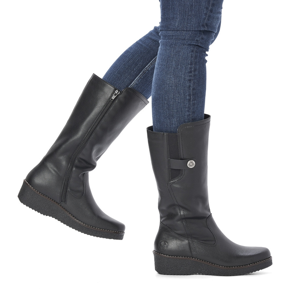 detail Dámské kozačky RIEKER Y4655-00 černá W4