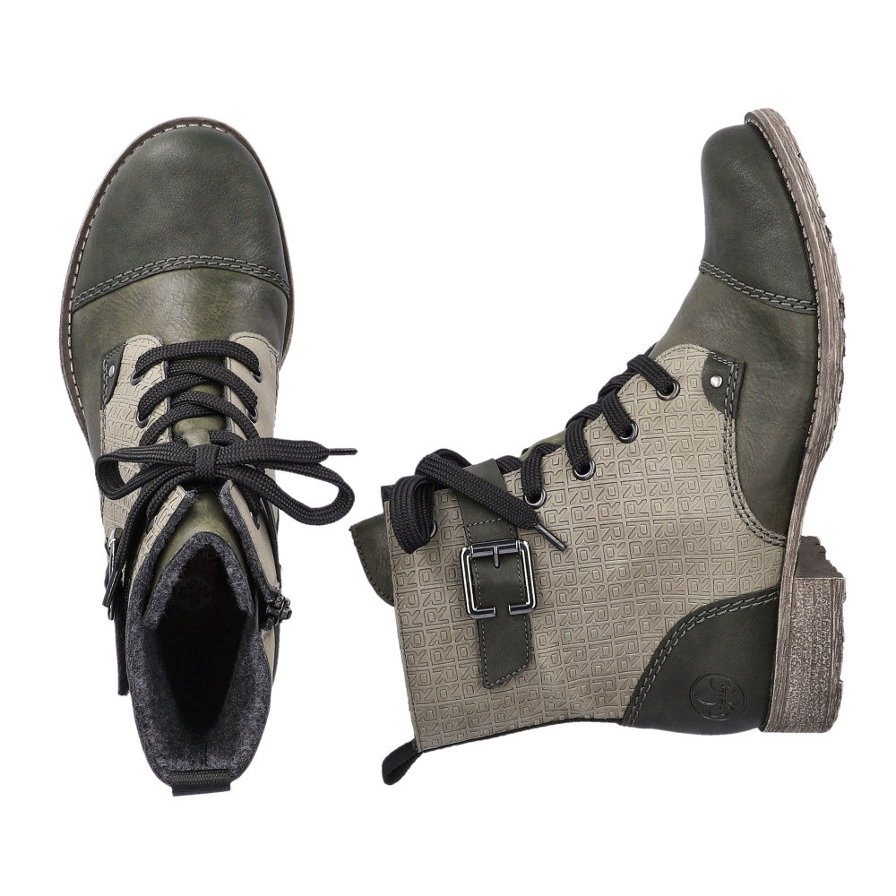 detail Dámská kotníková obuv RIEKER 70814-52 zelená W3