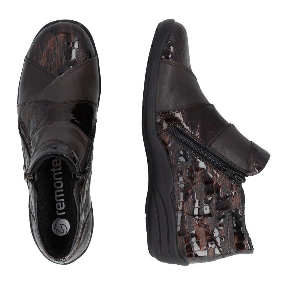 detail Dámská kotníková obuv REMONTE R7674-25   BROWN COMBINATION   H/W6