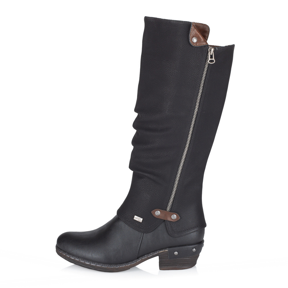 detail Dámské kozačky RIEKER 93655-00 černá W5