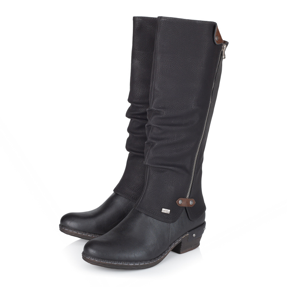 detail Dámské kozačky RIEKER 93655-00 černá W5