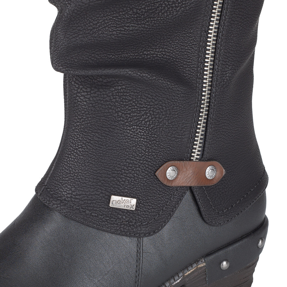detail Dámské kozačky RIEKER 93655-00 černá W5
