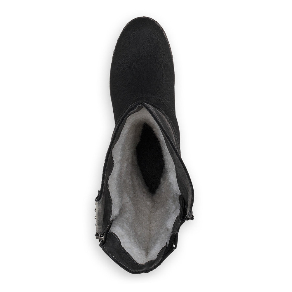 detail Dámské kozačky RIEKER 93752-00 černá W1