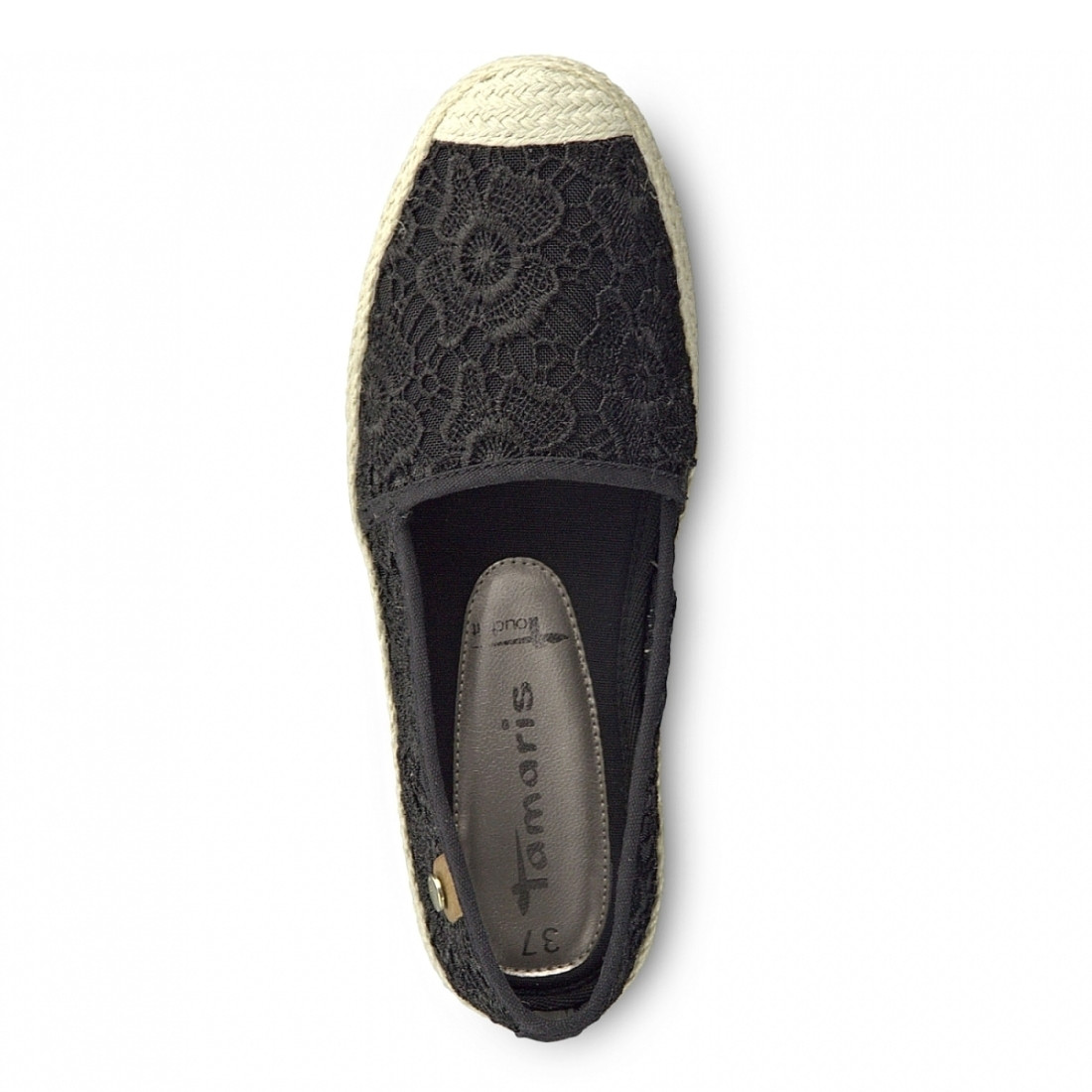 detail Dámské černé baleríny TAMARIS 1-1-24606-22 BLACK MACRAMEE 014