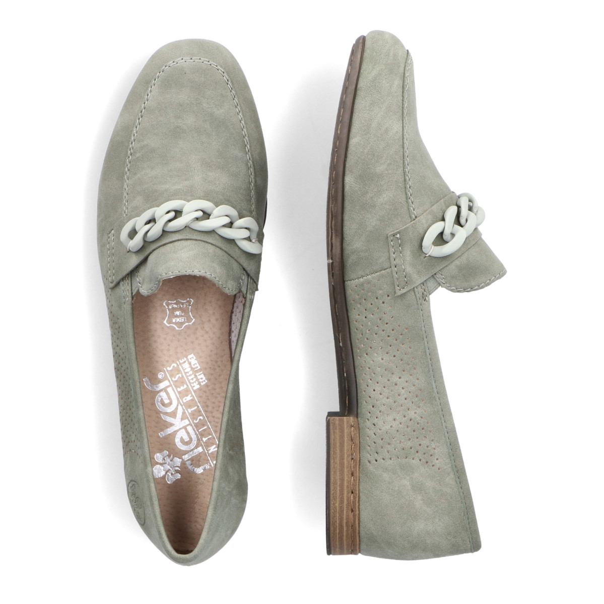 detail Dámské mokasíny RIEKER 51761-52 zelená S3