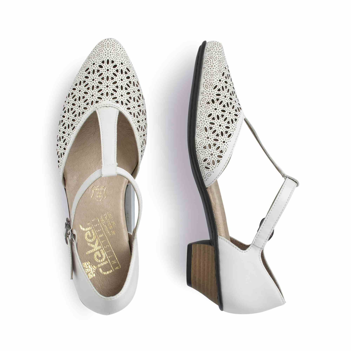 detail Dámské bílé lodičky RIEKER 58056-80 WEISS F/S 9