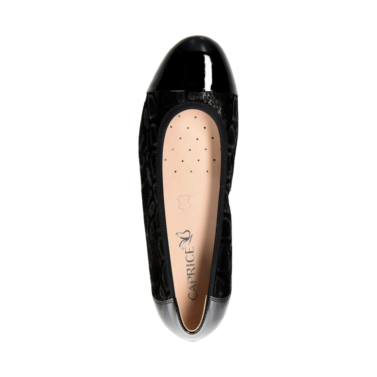 detail Dámské černé baleríny CAPRICE 9-9-22156-22 BLACK SUEDE CO 040