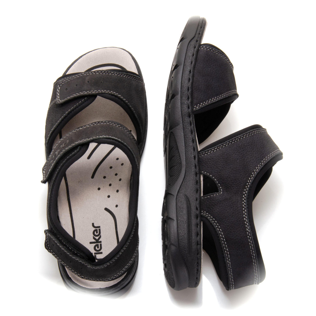 detail Pánské černé sandály RIEKER 26274-00 SCHWARZ F/S 9