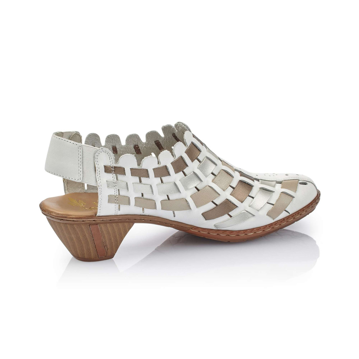 detail Dámské bílé lodičky RIEKER 46778-81 WEISS KOMBI F/S 9