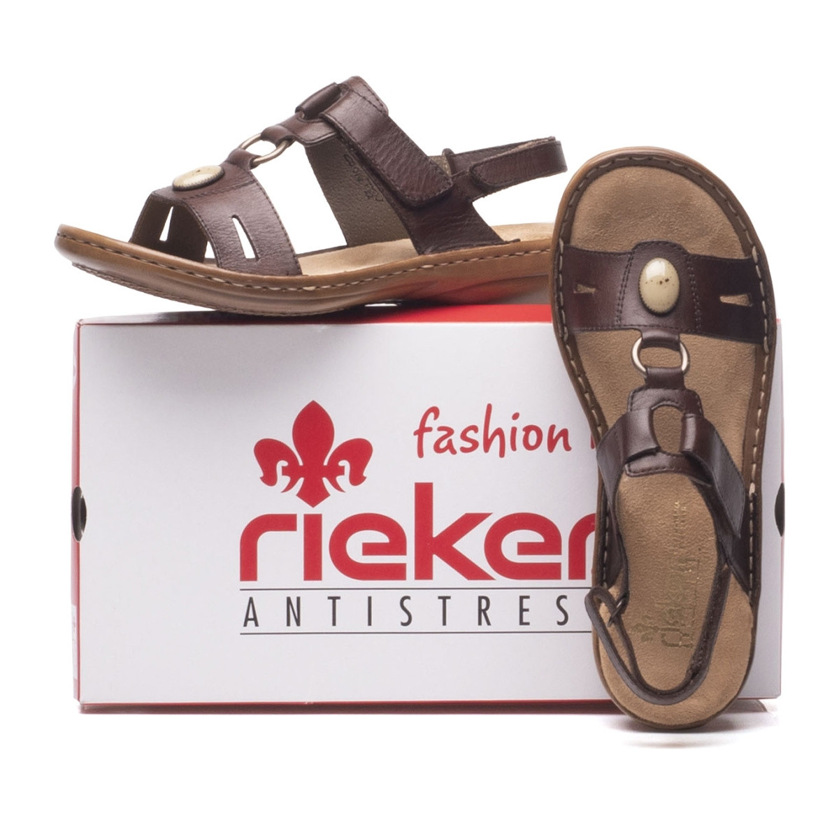 detail Dámské sandály RIEKER 60874-26 hnědá S1