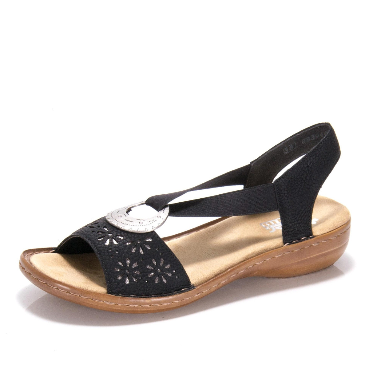 detail Dámské černé sandály RIEKER 60886-00 SCHWARZ F/S 9