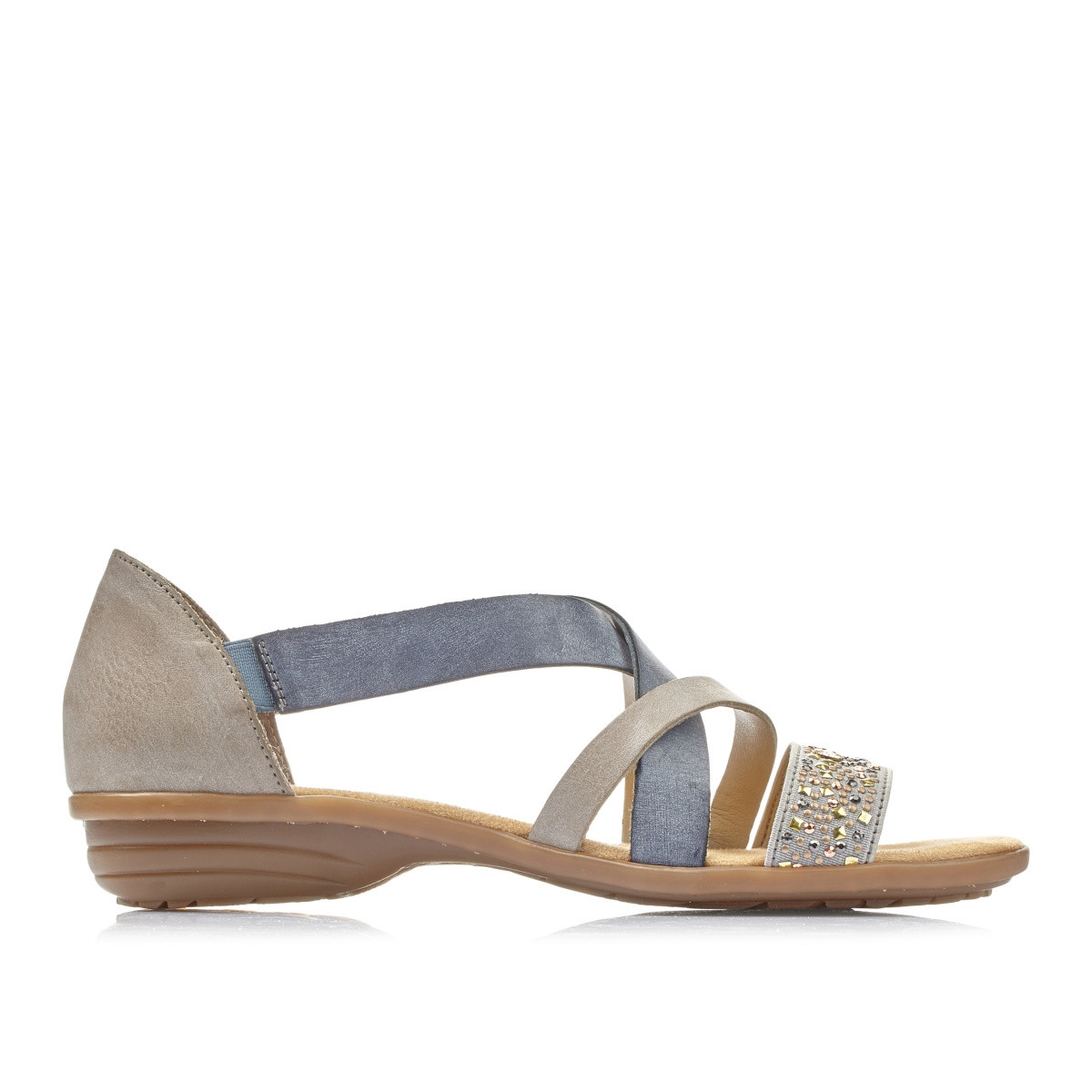 detail Dámské nadměrné sandály RIEKER V3405-42 GRAU KOMBI S0