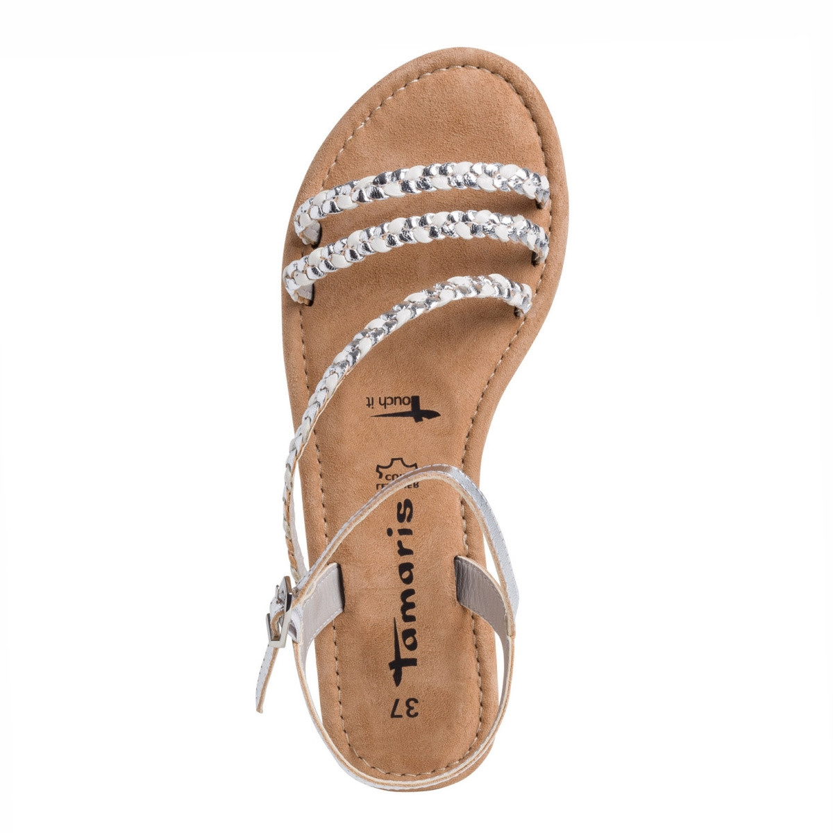 detail Dámské sandály TAMARIS 1-1-28113-24 SILVER WOOVEN 930 S0
