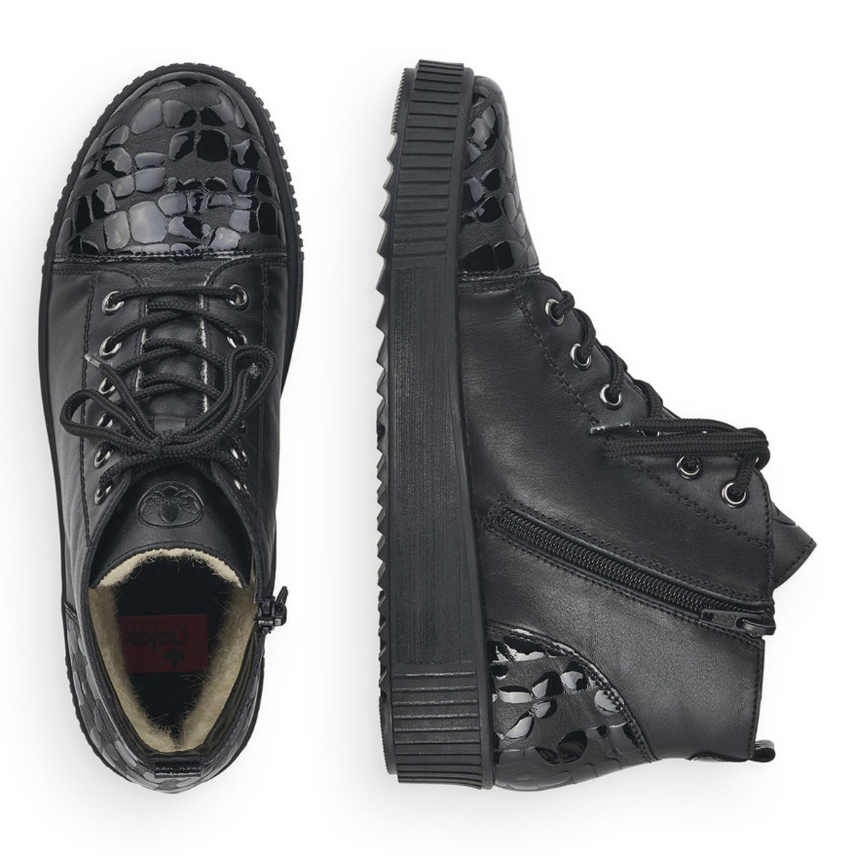 detail Dámská kotníková obuv RIEKER Y6408-00 černá W1