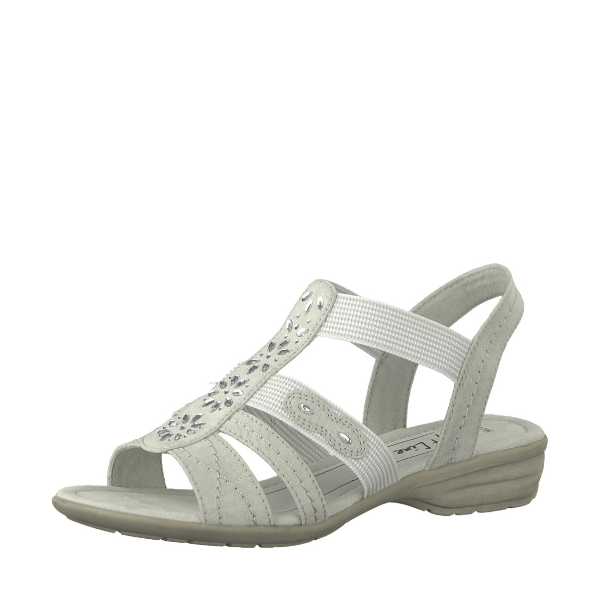 detail Dámské sandály JANA Dámské zdobené sandály šíře H 8-28163-20 / béžovo-bílá