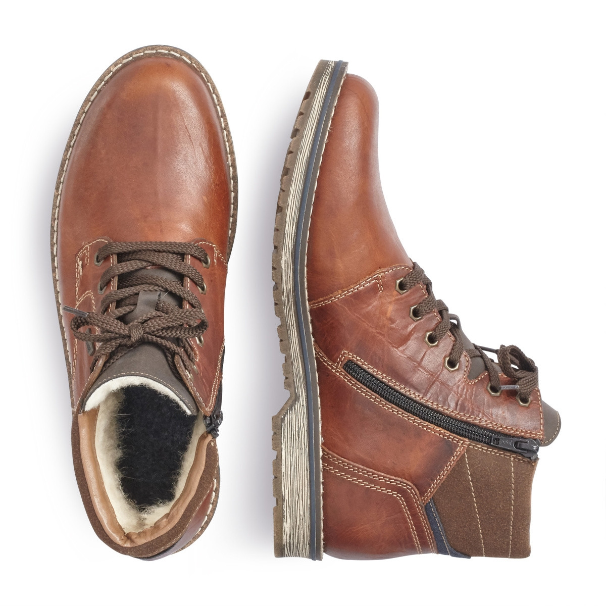 detail Pánské hnědé kotníkové boty RIEKER 39223-26 BRAUN H/W 9