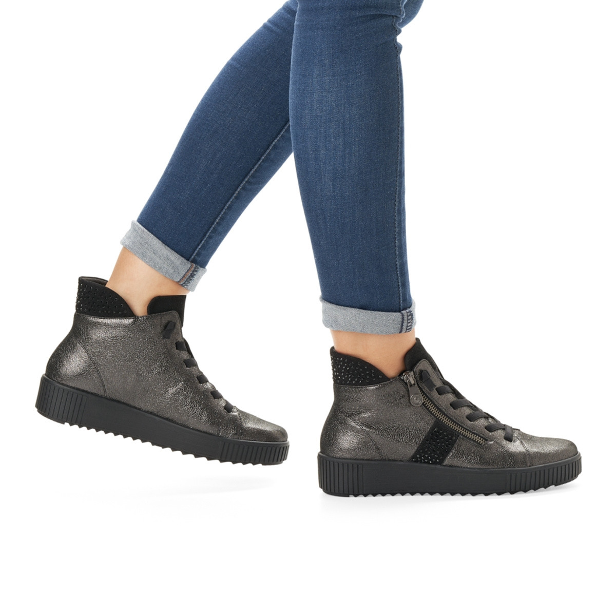detail Dámské černé kotníkové boty REMONTE R7987-02 SCHWARZ H/W 9