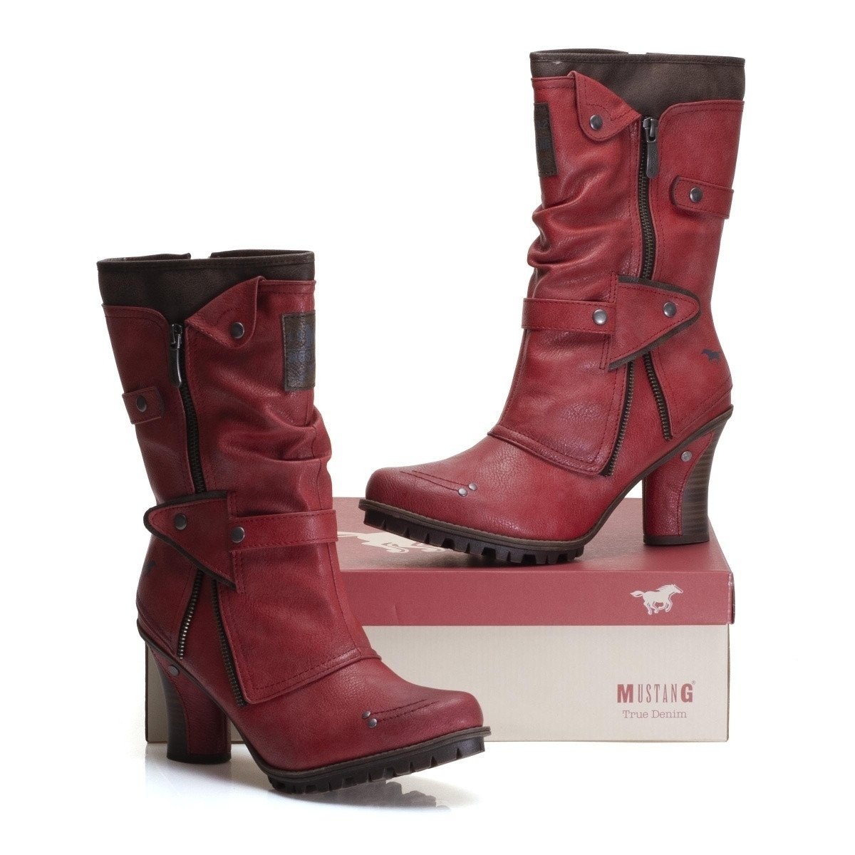detail Dámské kozačky MUSTANG MUS-1037850-W9 červená