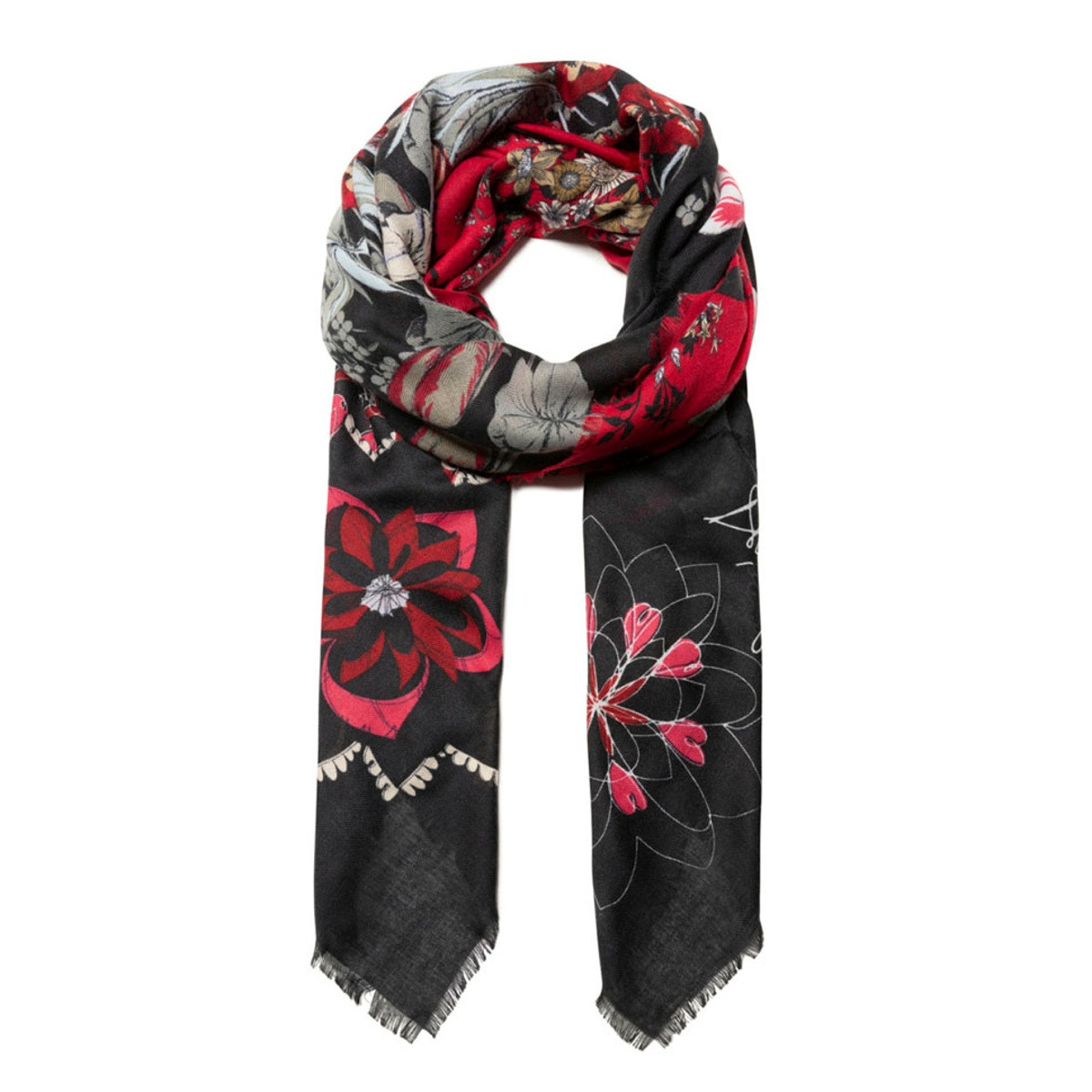 detail Dámský šátek DESIGUAL 19WAWA45/ 2000 BLACK DESIGUAL
