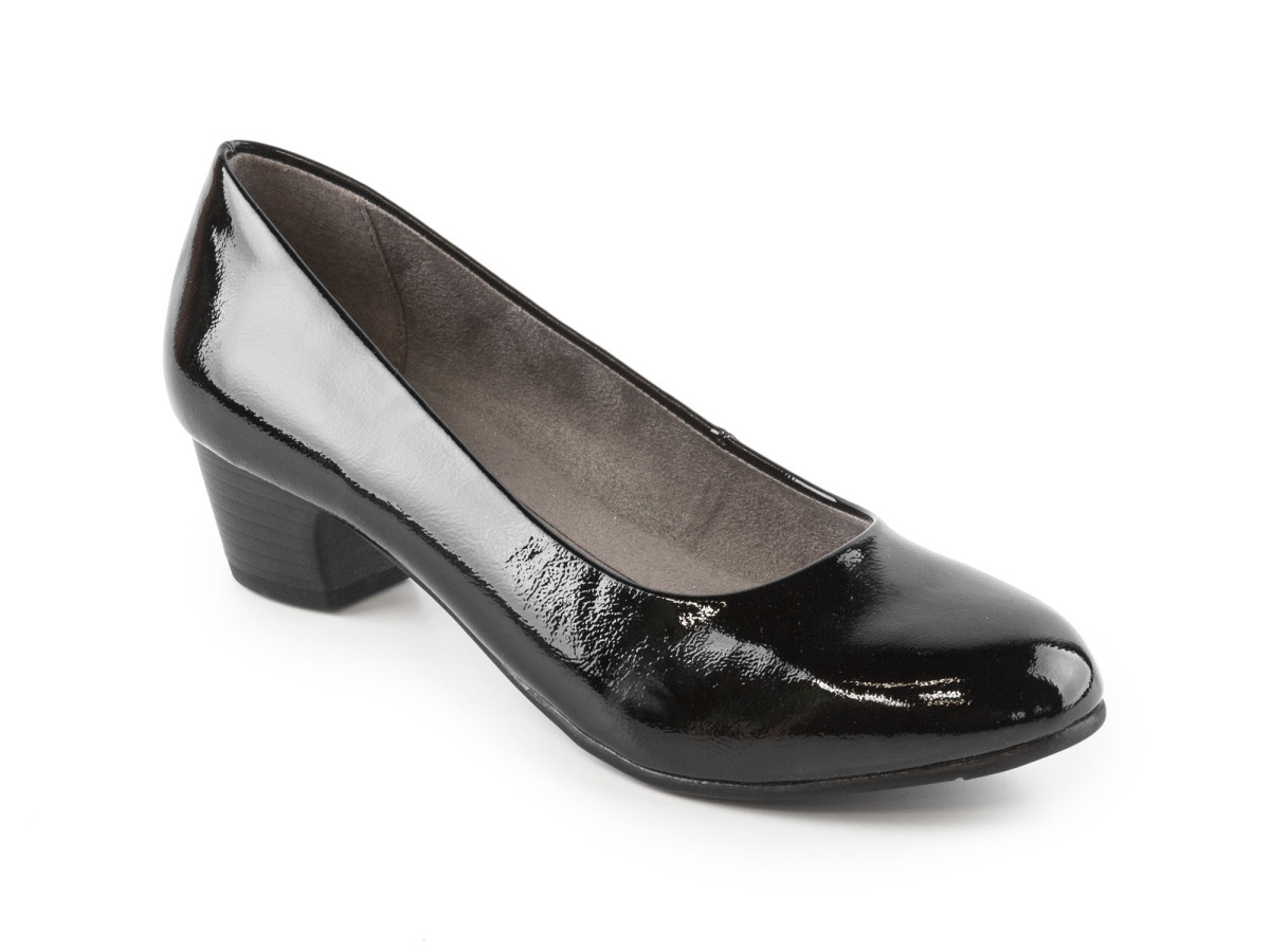 detail Dámské lakované lodičky na středním/nižším podpatku šíře H 8-22360-28 / černá la