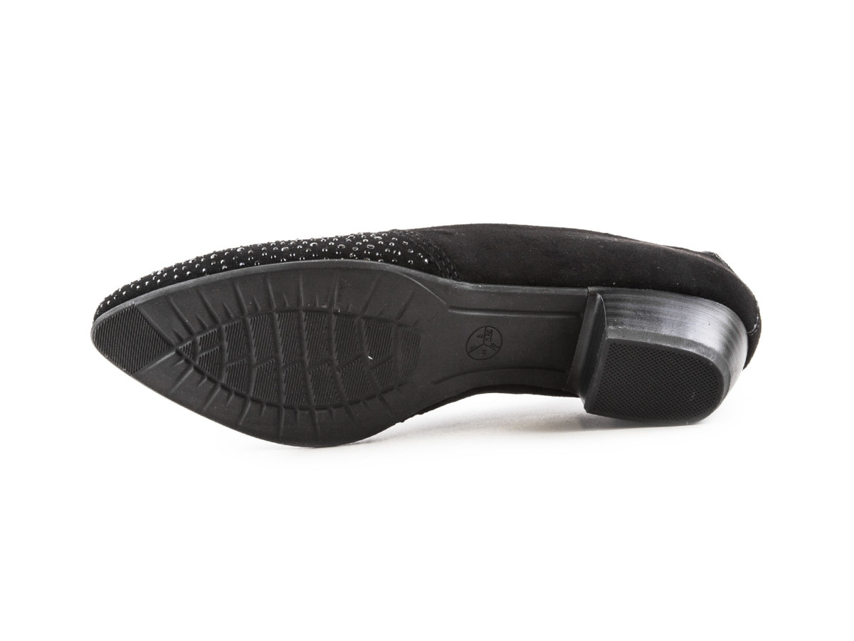 detail Dámské zdobené lodičky na nízkém podpatku šíře H 8-24261-28 / černá