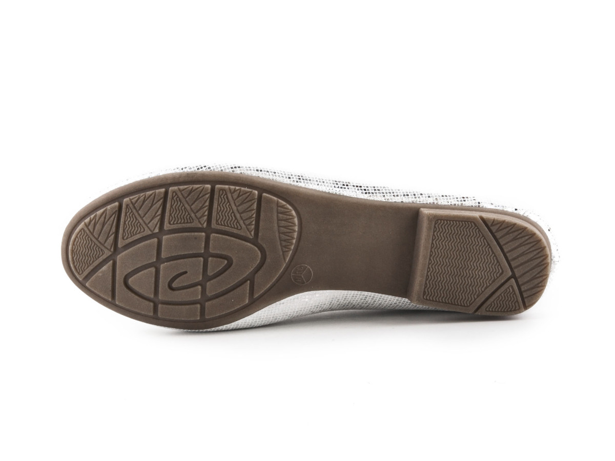 detail Dámské balerínky s mašličkou s potiskem šíře H 8-22164-28 / bílo-stříbrná