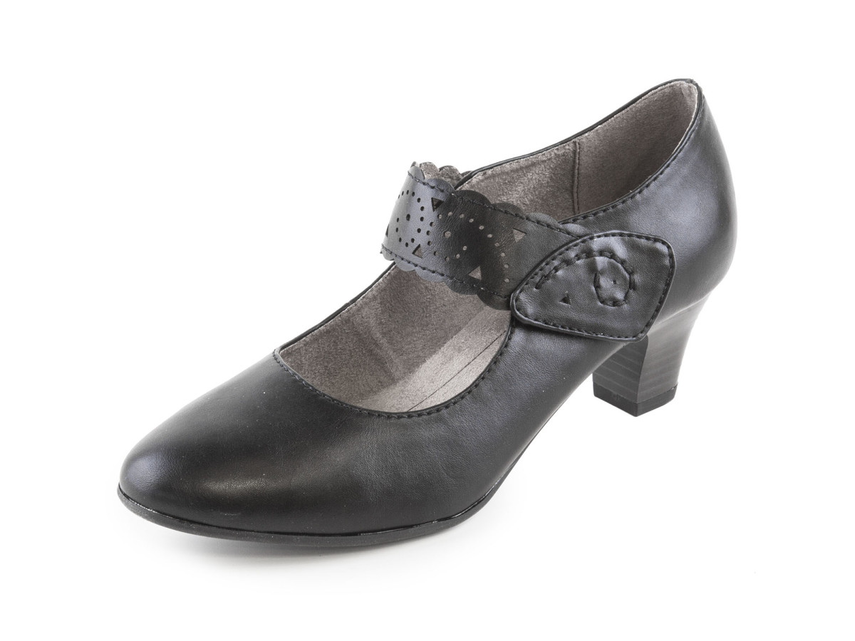 detail Dámské lodičky s páskem na suchý zip na středním podpatku šíře H 8-24462-28 / č