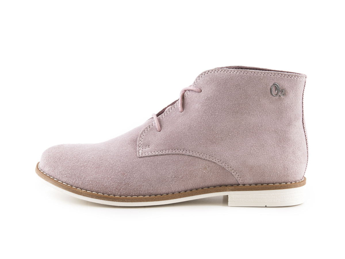 detail Dámské kožené kotníkové boty se šněrováním 5-25100-28 / růžová