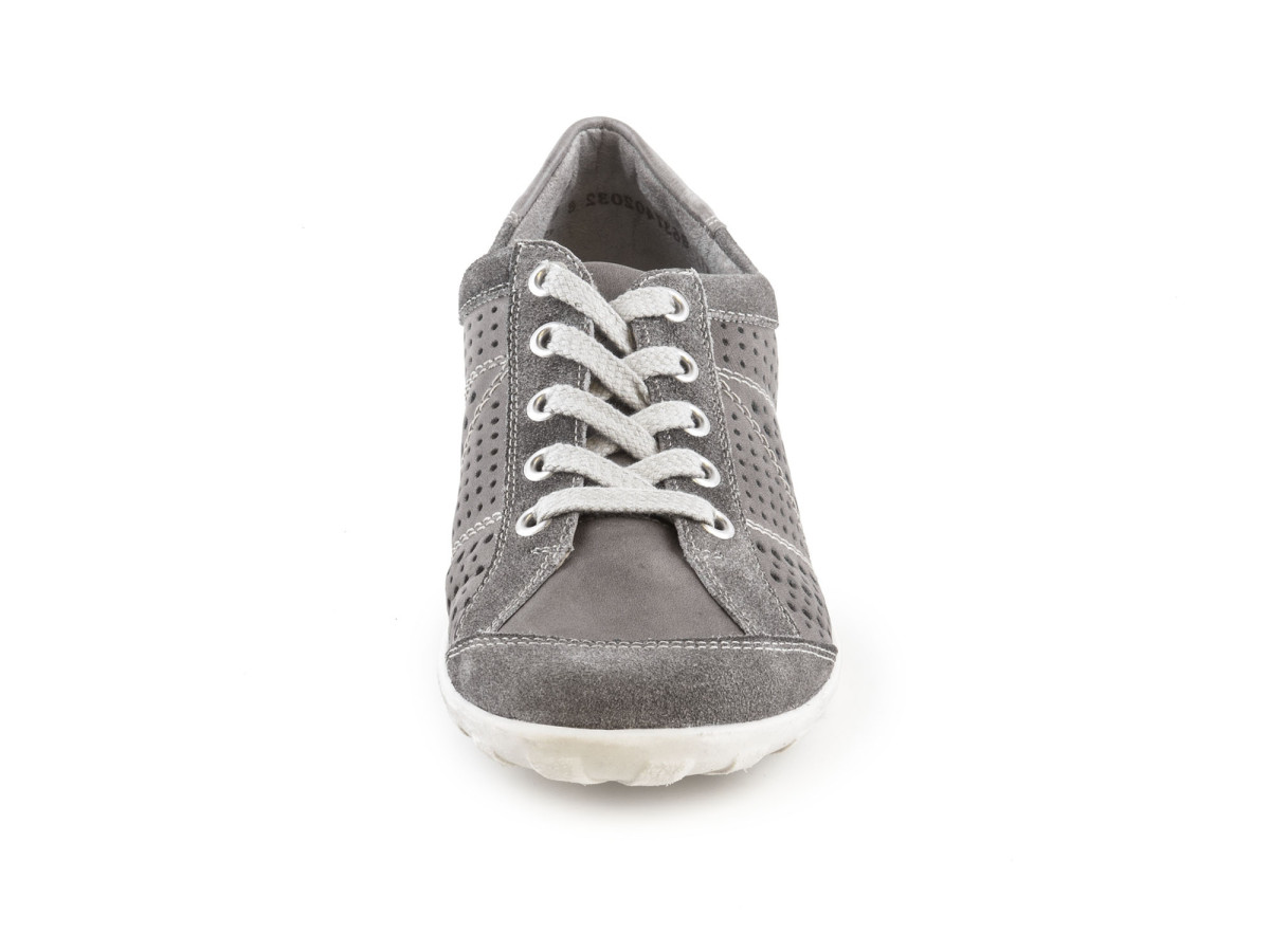 detail Dámské kožené tenisky s děrováním a šněrováním šíře G R3402-10 / šedá