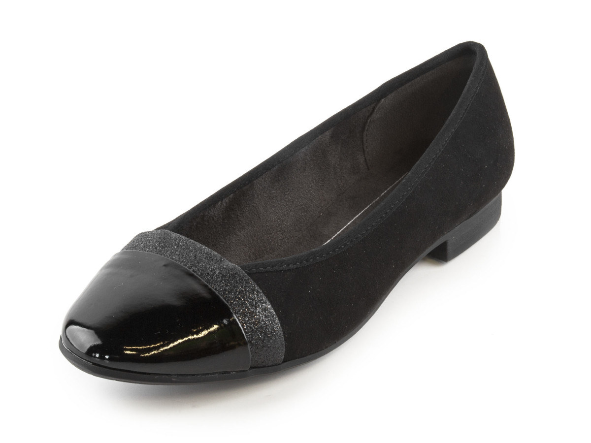 detail Dámské elegantní baleríny s lakovanou špičkou šíře H 8-22165-29 / černá