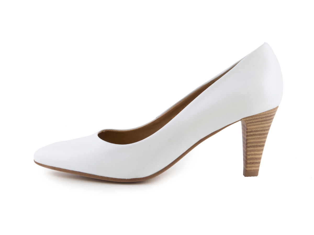detail Svatební lodičky na vysokém podpatku v koženém provedení 5-22402-28 / bílá