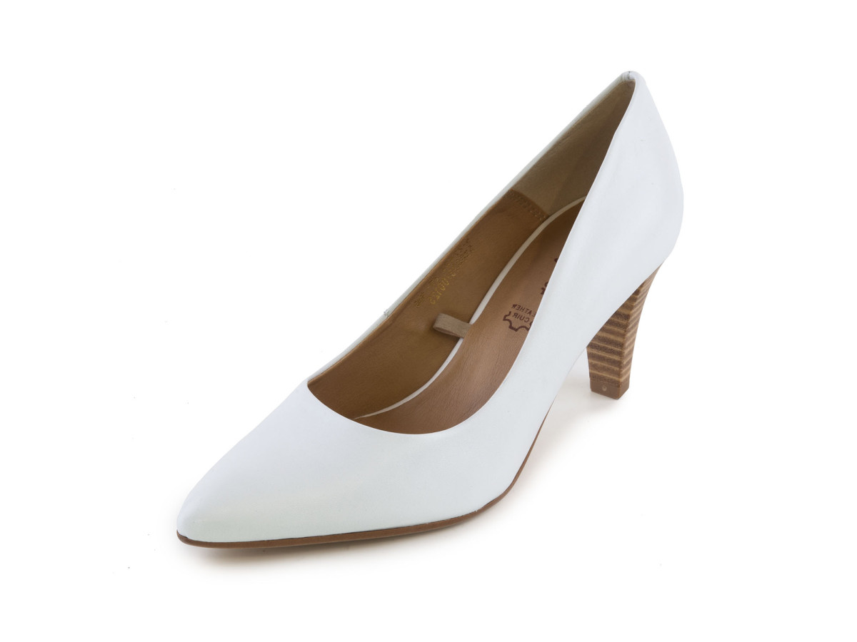 detail Svatební lodičky na vysokém podpatku v koženém provedení 5-22402-28 / bílá
