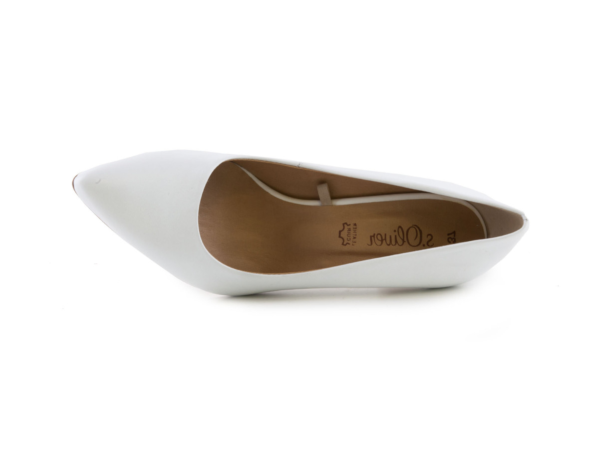 detail Svatební lodičky na vysokém podpatku v koženém provedení 5-22402-28 / bílá