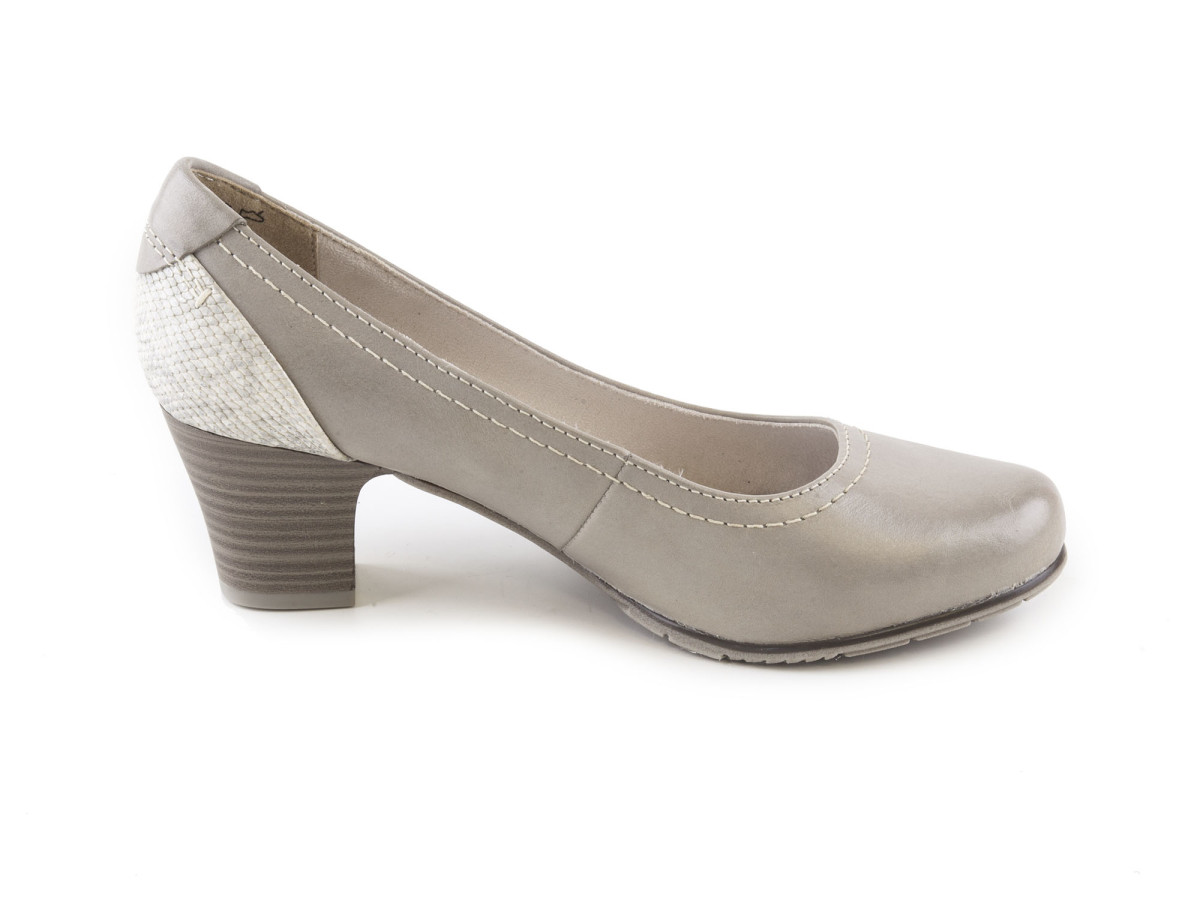 detail Dámské kožené lodičky na středním podpatku šíře H 8-22404-28 / šedá