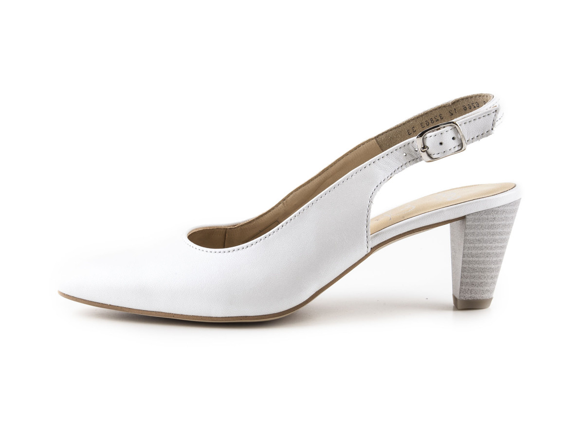 detail Svatební lodičky na středním podpatku s otevřenou patou šíře G 12-32863-33 / pe